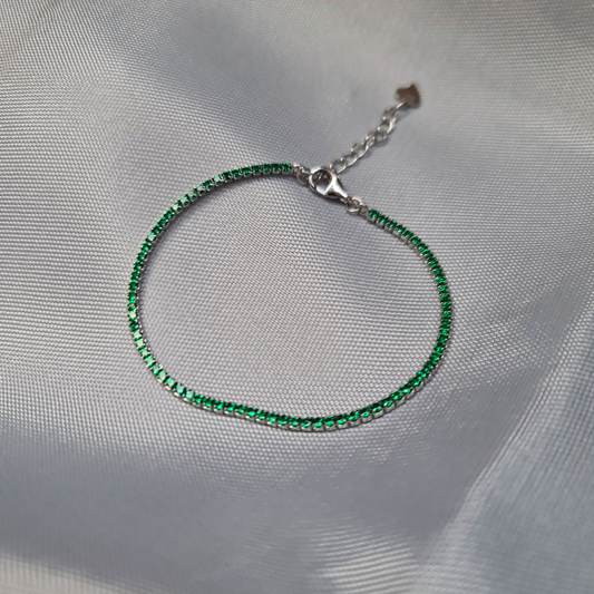 Emereld Green 925 Italian Silver Tennis Braclet
