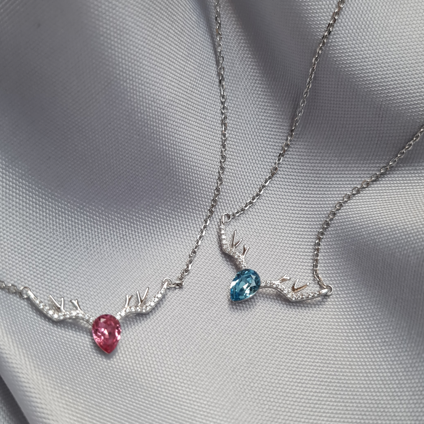 قلادة غزل من الفضة الإيطالية عيار 925 مرصعة بحجر الزركون - وردي