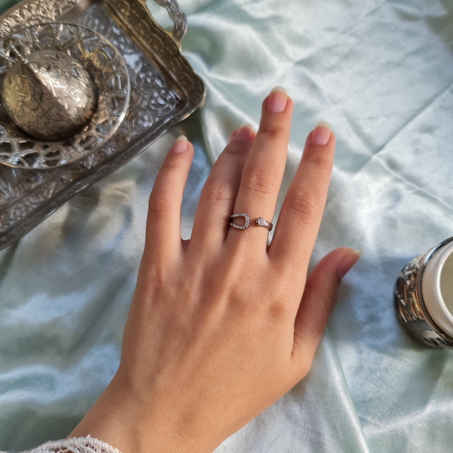 925 Zircon adjustable Sterling silver ring