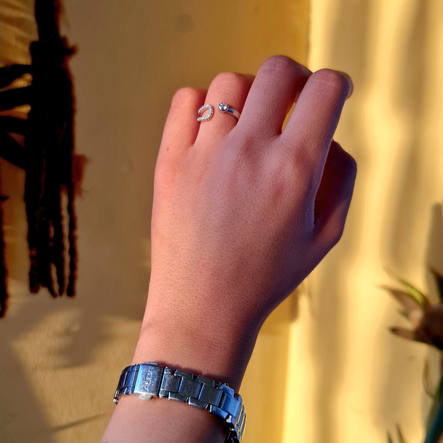 925 Zircon adjustable Sterling silver ring