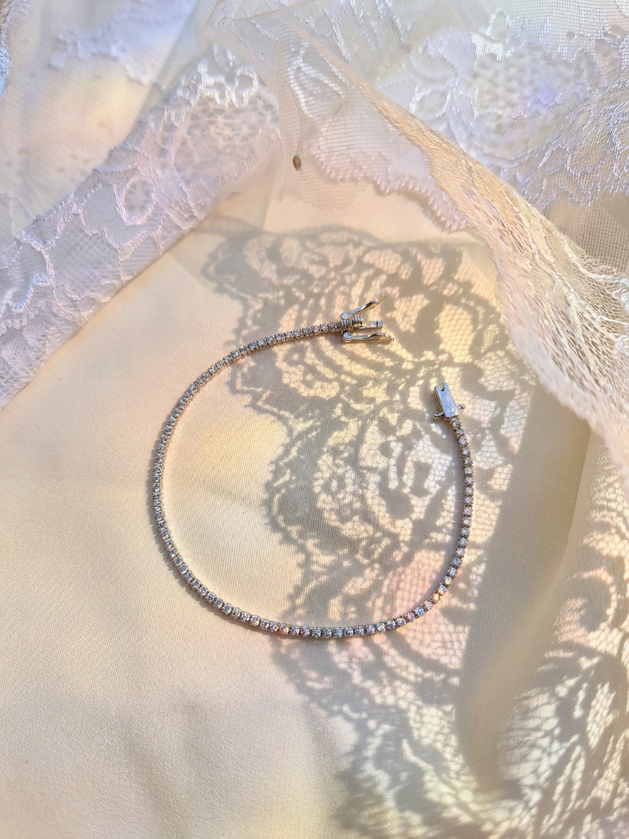Clear 925 Italian Silver Tennis Braclet