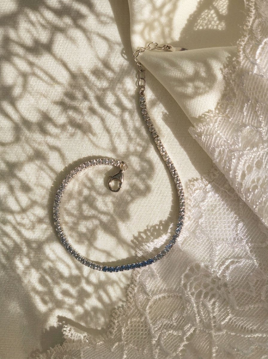 925 Italian Silver Tennis Bracelet - Multi Blue Shades