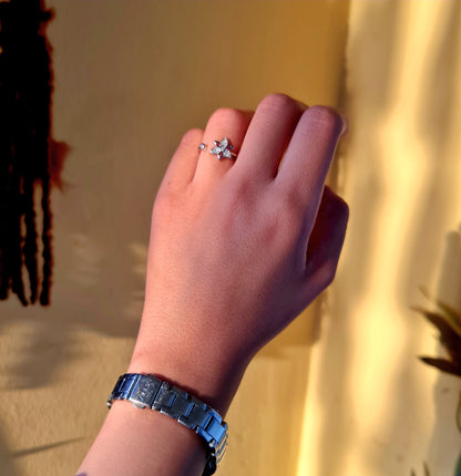 925 Zircon adjustable Sterling silver ring