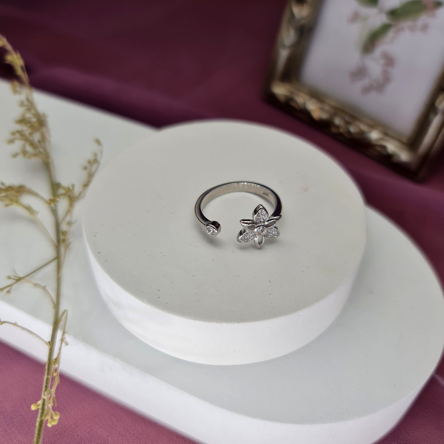 925 Zircon adjustable Sterling silver ring