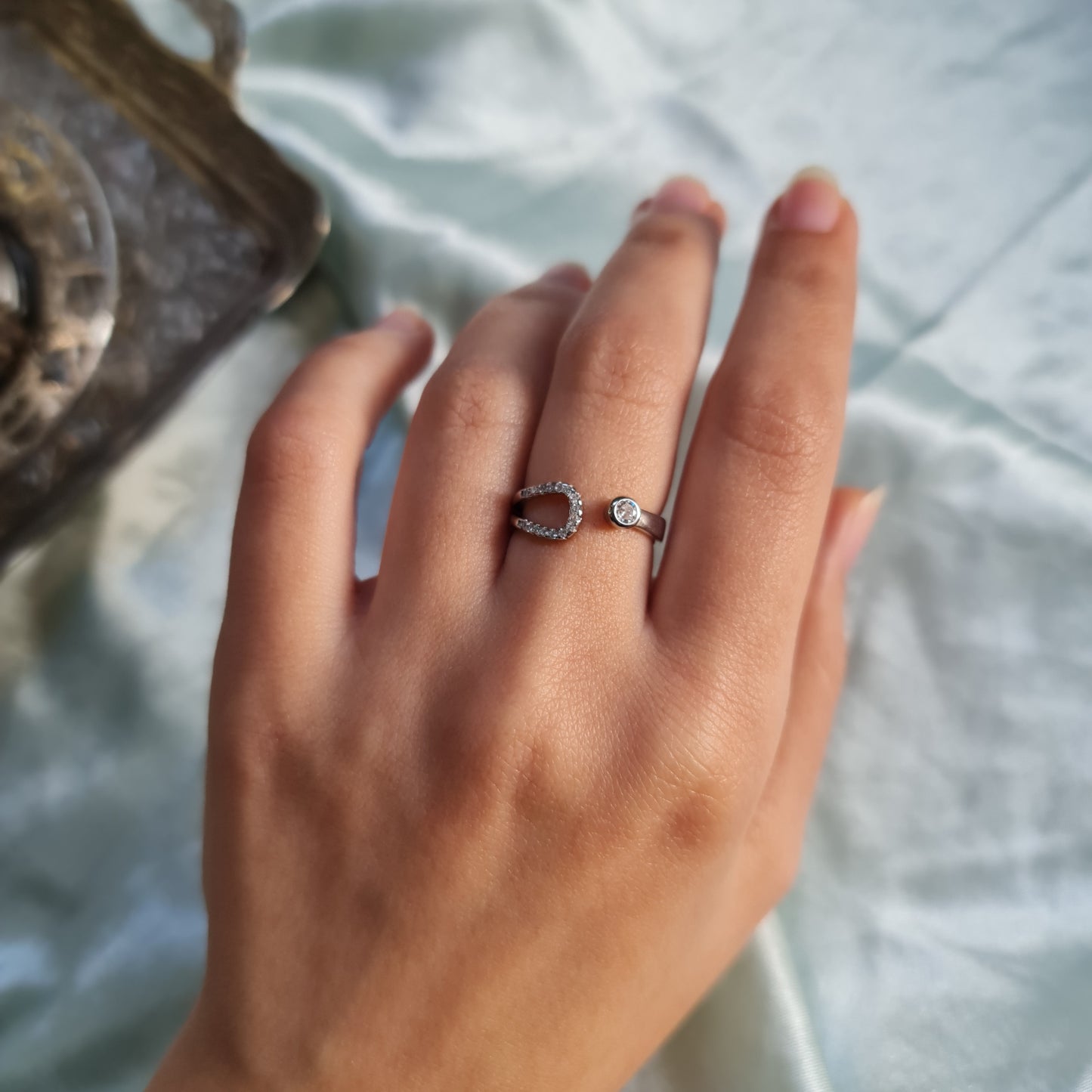925 Zircon adjustable Sterling silver ring