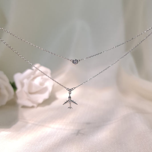 Aeroplane Layered 925 Italian Silver Necklace