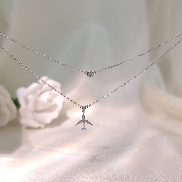 Aeroplane Layered 925 Italian Silver Necklace