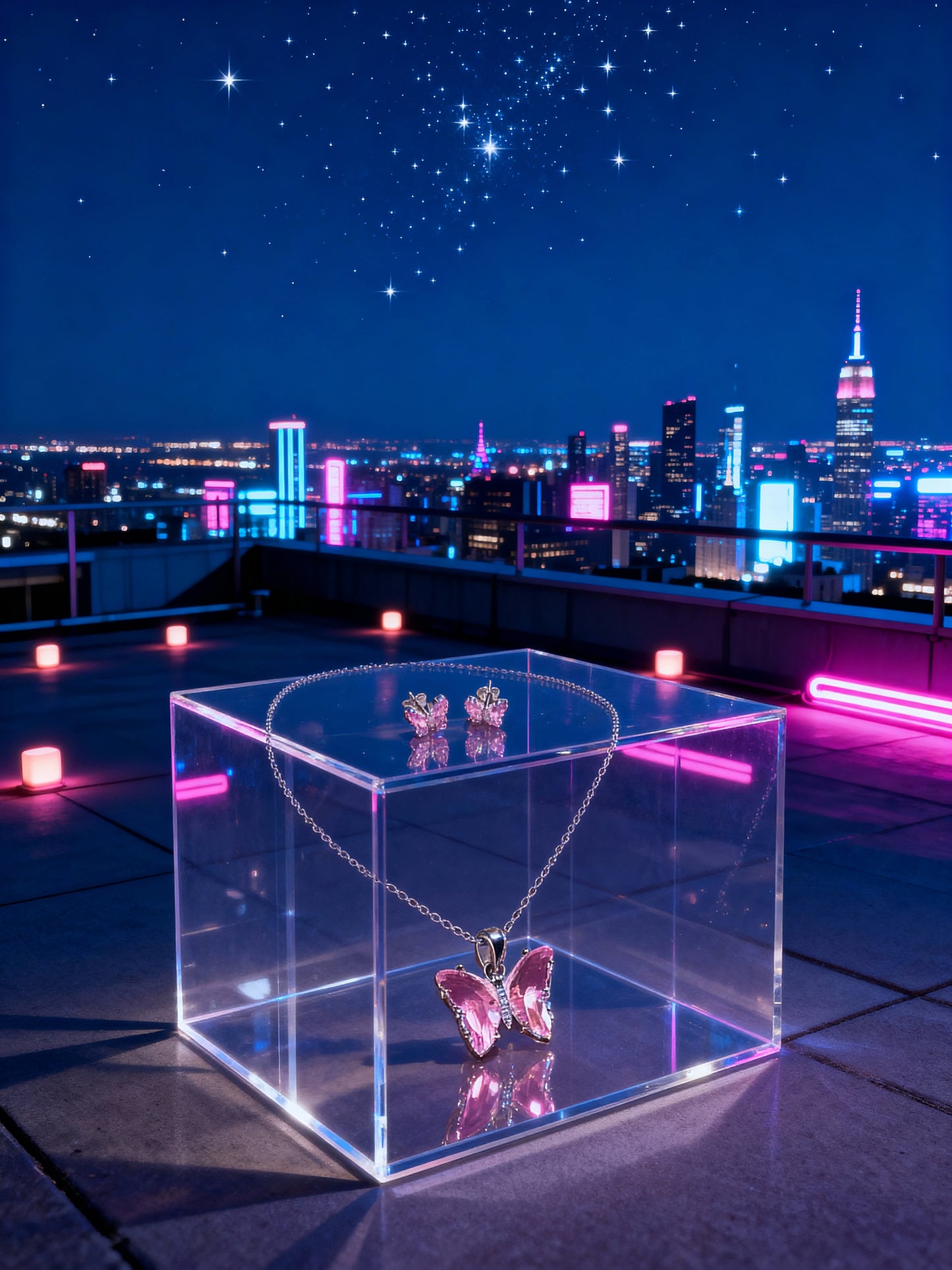 Pink Butterfly Silver Set - 2 Pieces