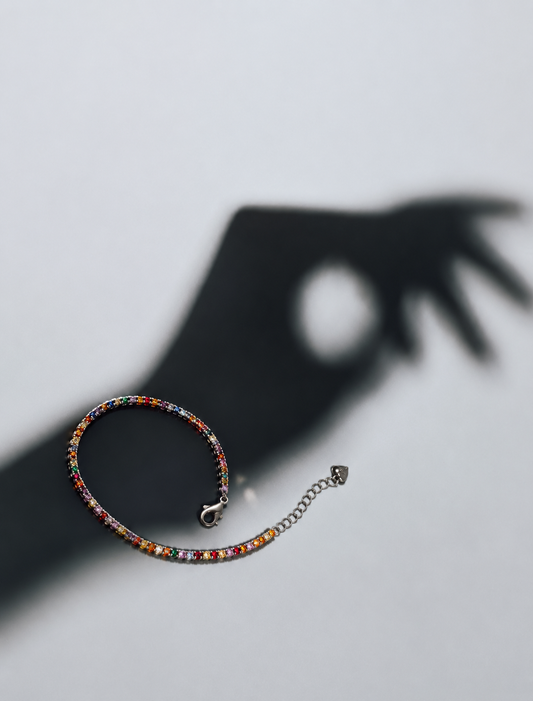 Colorful 925 Italian Silver Tennis Braclet