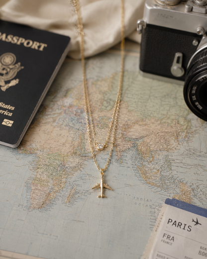 Aeroplane Layered 925 Italian Silver Necklace