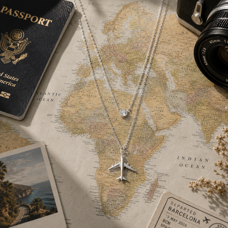 Aeroplane Layered 925 Italian Silver Necklace