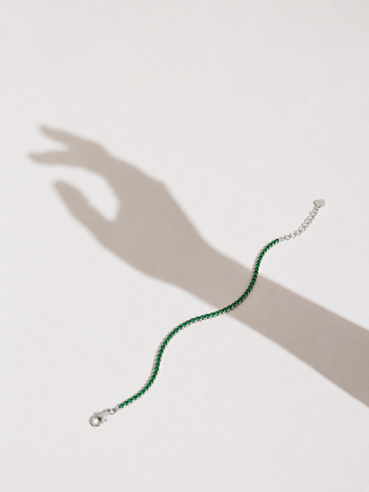 Emereld Green 925 Italian Silver Tennis Braclet