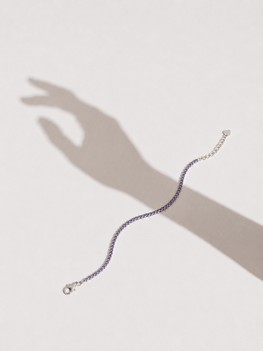Purple 925  Italian Silver Tennis Bracelet