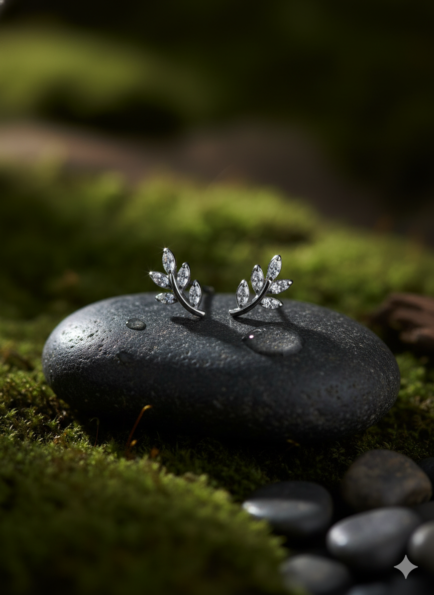 925 Italian Silver Leaf Earrings