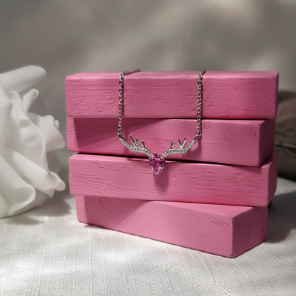 925 Italian Silver Ghazal Necklace with zircon stone - Pink