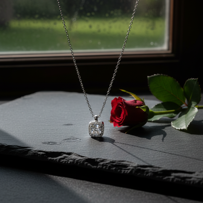 925 Italian Silver Necklace with zircon stone