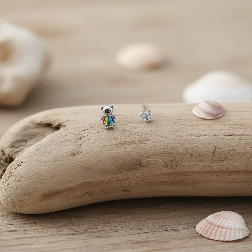 Cute Teddy 925 Silver Kids Earrings