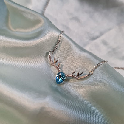 925 Italian Silver Ghazal Necklace with zircon stone - Sky Blue
