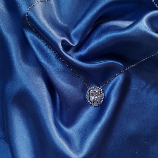 Luxury Solitaire 925 Italian Silver Necklace