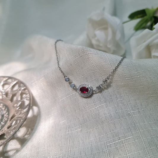 Oval Red stone 925 Sterling Silver Bracelet