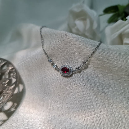 Oval Red stone 925 Sterling Silver Bracelet