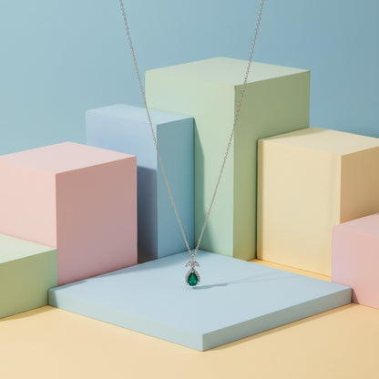 Green Zircon Stone 925 Italian Silver Necklace