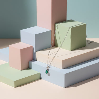 Green Zircon Stone 925 Italian Silver Necklace