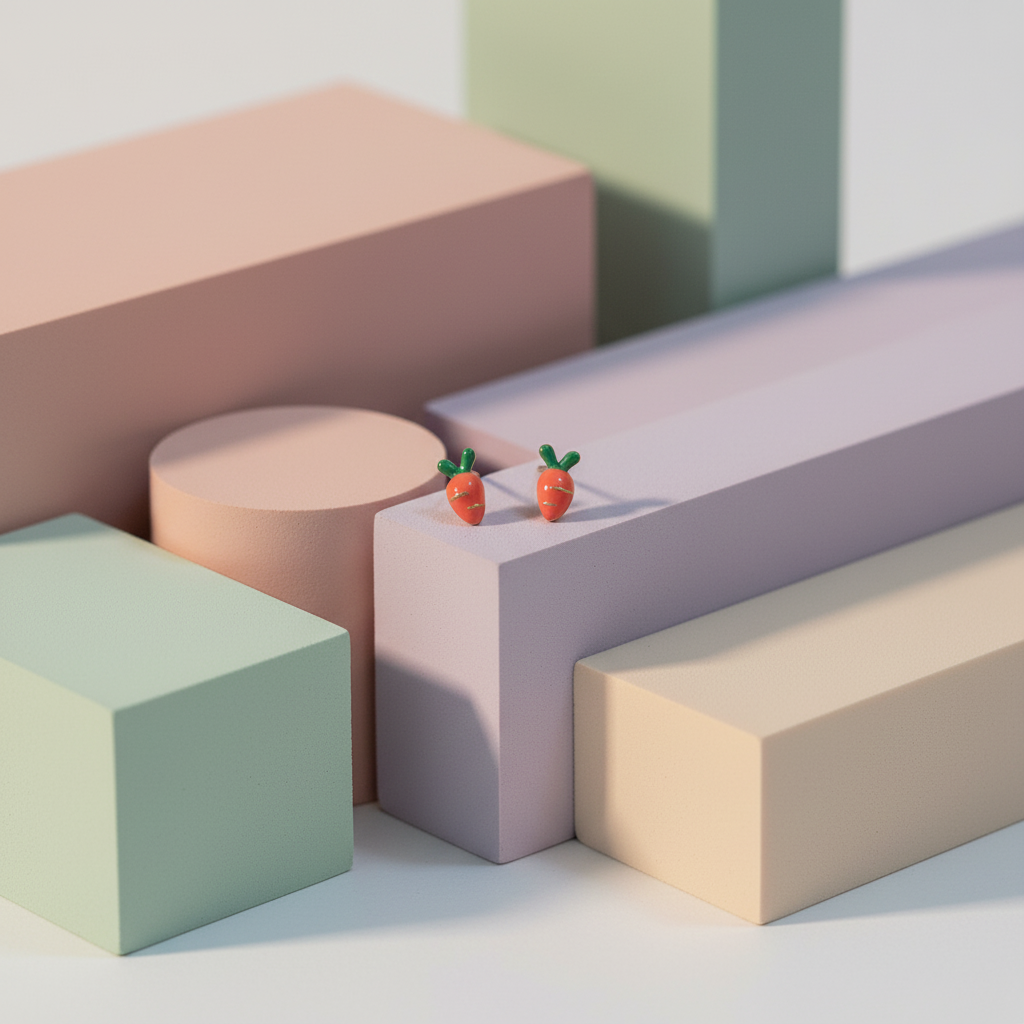 Bunny Carrots Kids 925 Silver Earrings