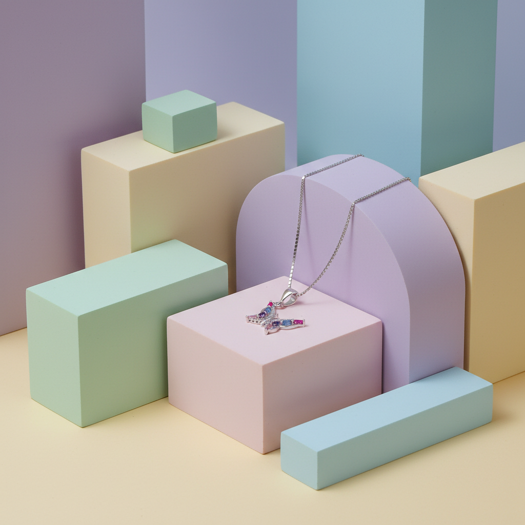 Butterfly 925 Italian Silver Necklace - Colorful