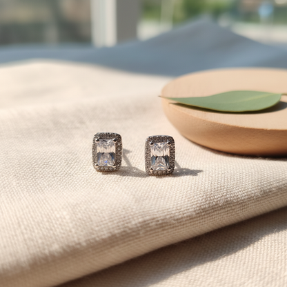 Rectangular Classy 925 Italian Silver Earrings