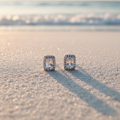 Rectangular Classy 925 Italian Silver Earrings