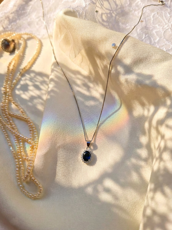 Black Oval Necklace – Italian 925 Sterling Silver