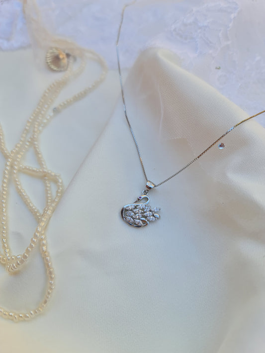 Swan Necklace in 925 Italian Silver | Elegant Sterling Silver Necklace for Women