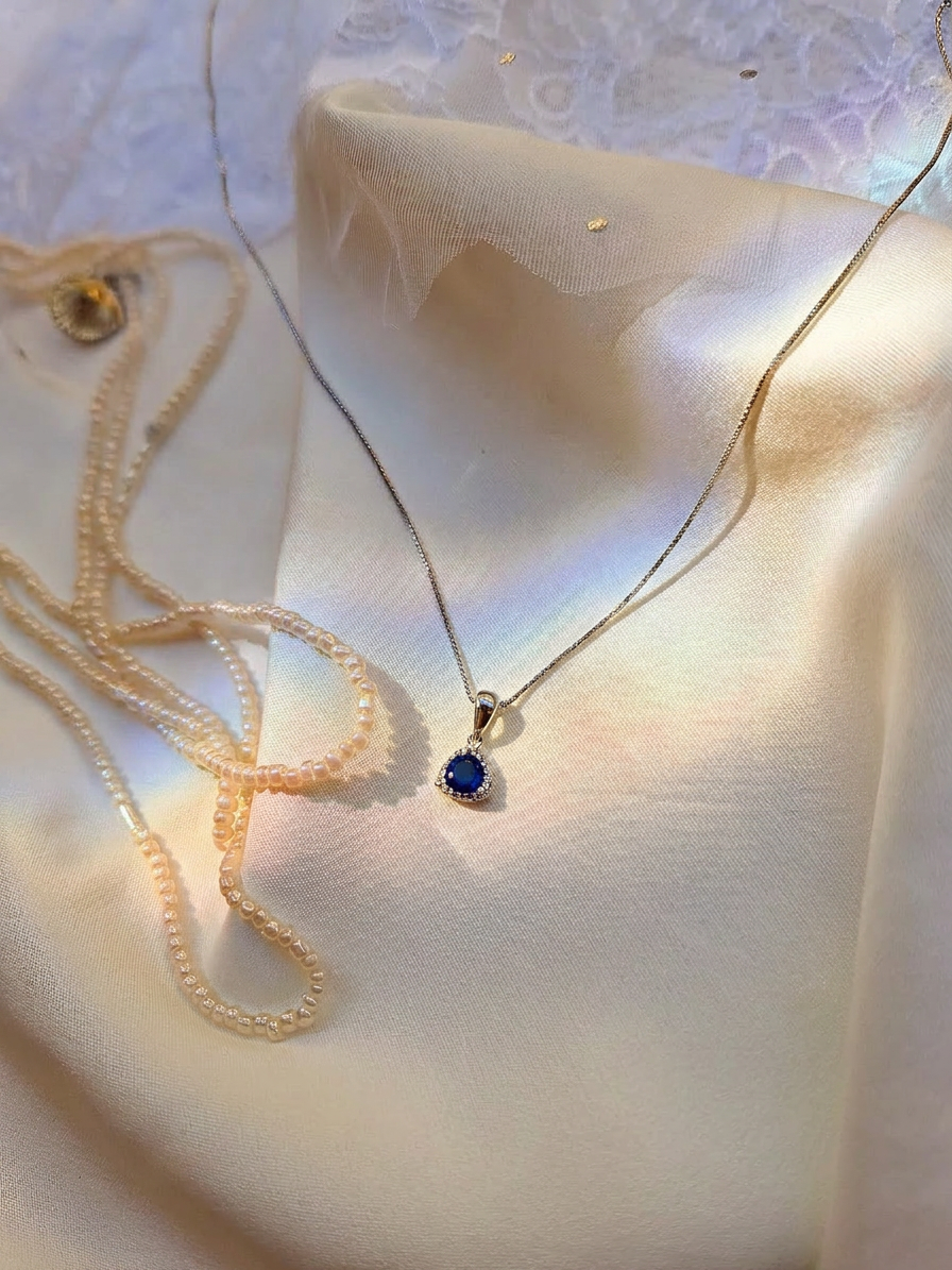 Blue Triangle Necklace – Italian 925 Sterling Silver